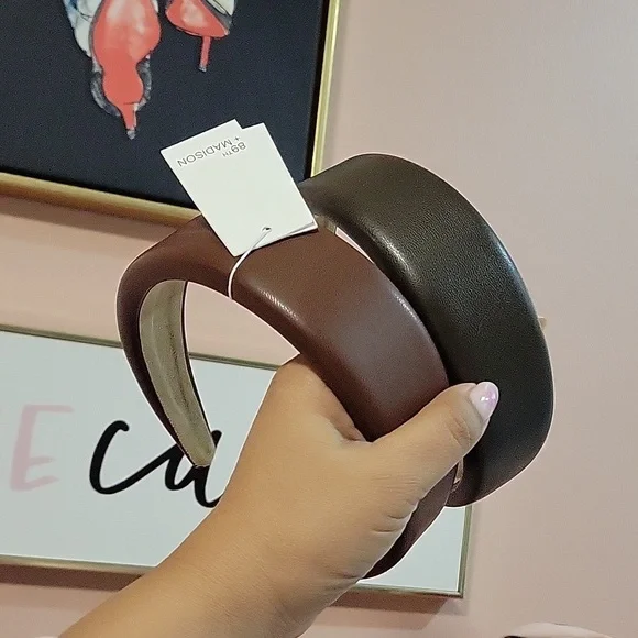 New faux leather headbands ÖLIVE GREEN LEFT - Picture 2 of 2